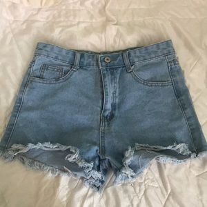 light wash jean shorts
